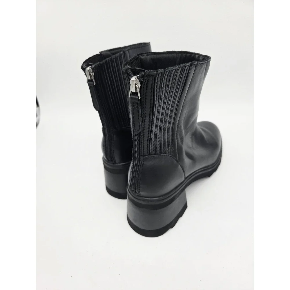 Dolce Vita Martey Shoes Women 7.5 Black Leather Ankle Bootie Goth Lug Chunky